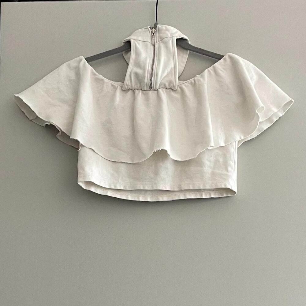 White Ruffled Crop Top - Picture 3 of 4